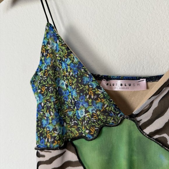 Dolls Kill Blue Blush Mixed Print Babydoll Mini Dress Womens Small Maximalism - Picture 3 of 7